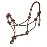 Hilason Western Tack Side Pull Horse Rope Halter Brown W. Nickle Plated Ring