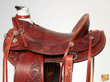 HILASON Western Horse Wade Saddle Leather Ranch Roping Mahogany | Hand Tooled & For Horses