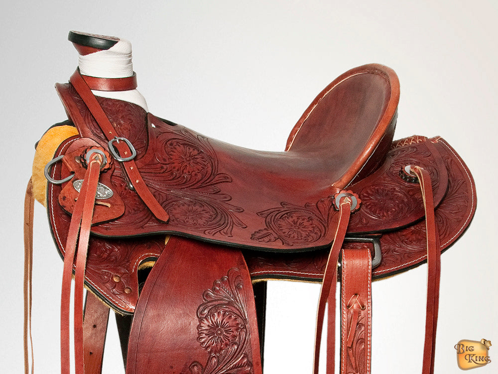 HILASON Western Horse Wade Saddle Leather Ranch Roping Mahogany | Hand Tooled | Horse Saddle | Western Saddle | Wade & Roping Saddle | Horse Leather Saddle | Saddle For Horses