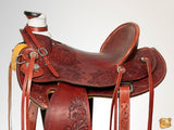 HILASON Western Horse Wade Saddle Leather Ranch Roping Mahogany | Hand Tooled & For Horses