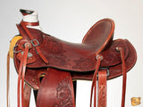 HILASON Western Horse Wade Saddle Leather Ranch Roping Mahogany | Hand Tooled & For Horses