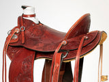 HILASON Western Horse Wade Saddle Leather Ranch Roping Mahogany | Hand Tooled & For Horses