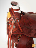 HILASON Western Horse Wade Saddle Leather Ranch Roping Mahogany | Hand Tooled & For Horses