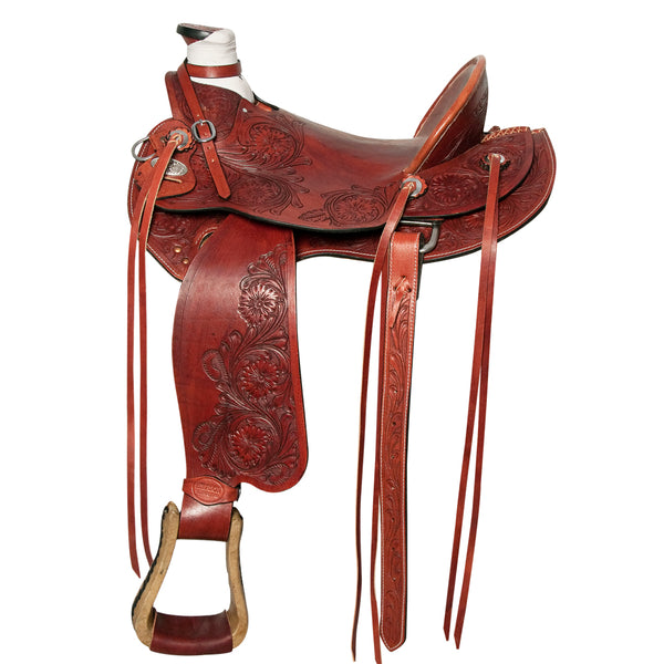 Western Horse Wade Saddle Leather Ranch Roping Mahogany Hilason - Uhorse