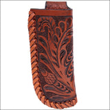 3D Brown Hand Tooled Floral Leather  Holster W/ Belt Loop Closure