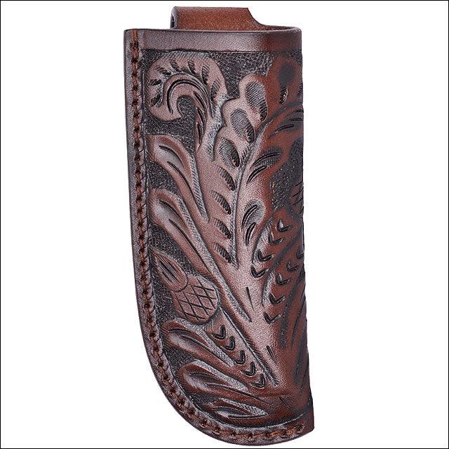 1 3/4 X 4" 3D Chocolate Large Leather Hand Tooled Knife Holder Belt Loop