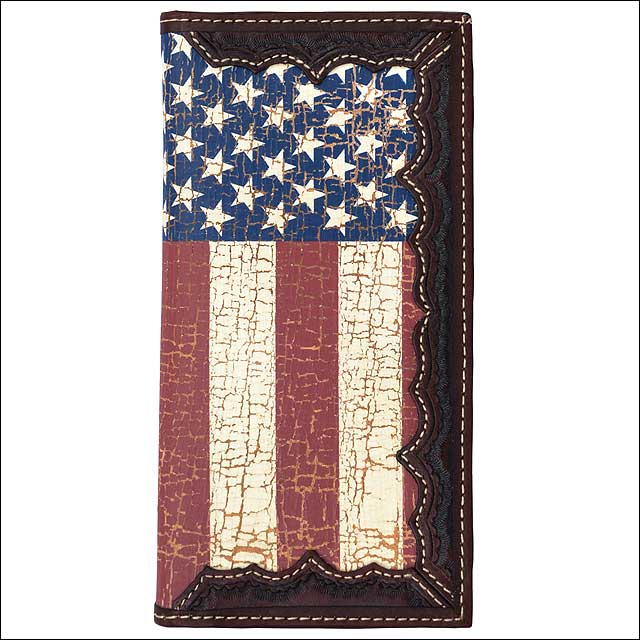 7 1/4" X 3 1/2" 3D Brown Western Hand Tooled Vintage Leather men's Rodeo Wallet - Uhorse