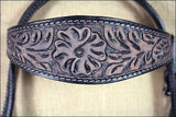 HILASON Western Horse Headstall & Breast Collar Tack Genuine American Leather Floral Rough Out Black