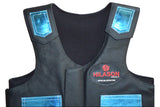 HILASON Kids Junior Youth Horse Riding Pro Rodeo Leather Protective Vest ‎Black with Metallic Turquoise | Youth Rodeo Vest | Leather Vest | Horse Riding Protective Vest | Junior Vest |