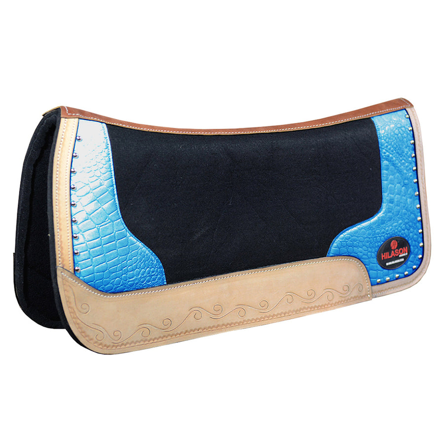 HILASON Western Wool Felt Horse Saddle Pad W/ Distressed Wear Leather | for Horses