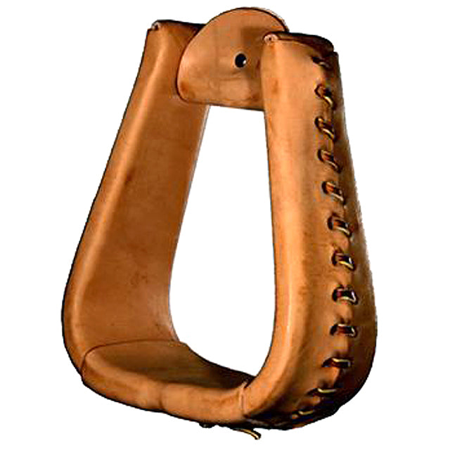Circle Y Leather Laced Oversized Roper Stirrups Pair Regular Oil – by Hilason – Cowboy and equestrian accessories