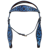 Hilason Western Horse Headstall & Breast Collar American Leather Black Tuquoise