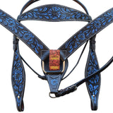 HILASON Western Horse Headstall Breast Collar Set Tack Genuine American Leather