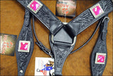 HILASON Western Horse Headstall Breast Collar Set Tack Genuine American Leather