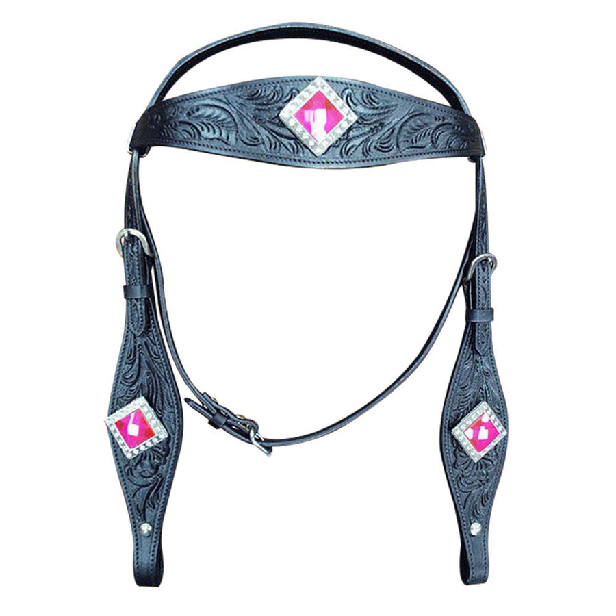 Hilason Western Headstall Horse American Leather Black - Uhorse