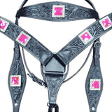 HILASON Western Horse Headstall Breast Collar Set Tack Genuine American Leather