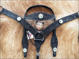 HILASON Western Horse Headstall Breast Collar Set Tack Genuine American Leather