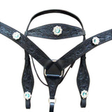 HILASON Western Horse Headstall Breast Collar Set American Leather Black - Uhorse