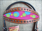 Hilason Western Horse Headstall Bridle American Leather Mahogany Bubbles