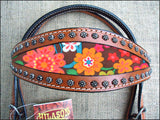 Hilason Western Horse Headstall Bridle American Leather Mahogany Floral
