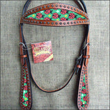 Hilason Western Horse Headstall Bridle American Leather Mahogany Ladybird