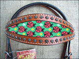 Hilason Western Horse Headstall Bridle American Leather Mahogany Ladybird