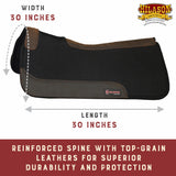 HILASON Western Wool Felt Horse Saddle Pad W/ Distressed Wear Leather | for Horses