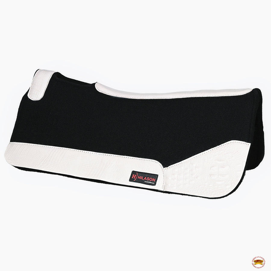 HILASON Western Wool Felt Horse Saddle Pad W/ Distressed Wear Leather | for Horses