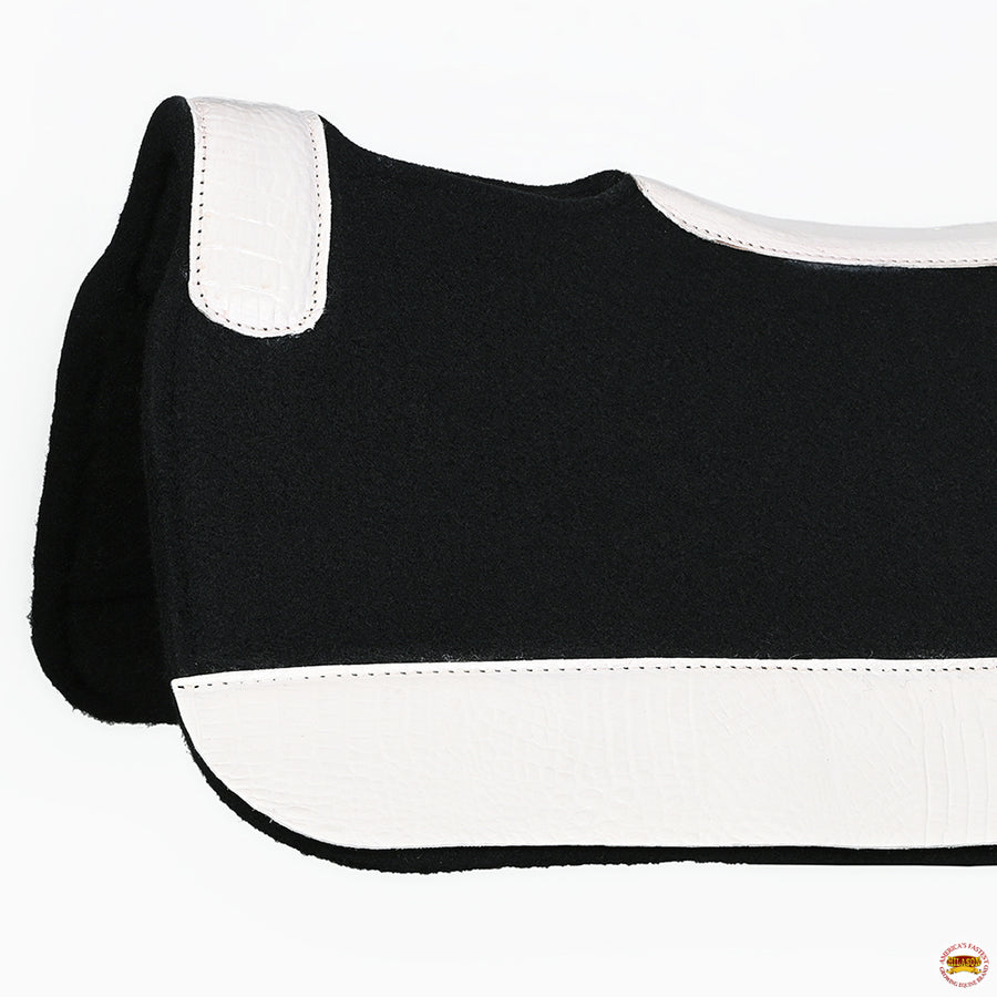 HILASON Western Wool Felt Horse Saddle Pad W/ Distressed Wear Leather | for Horses