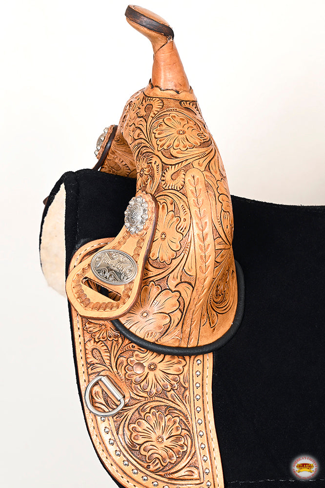 HILASON Western Horse Treeless Trail Barrel Saddle American Leather Tan | for Horses