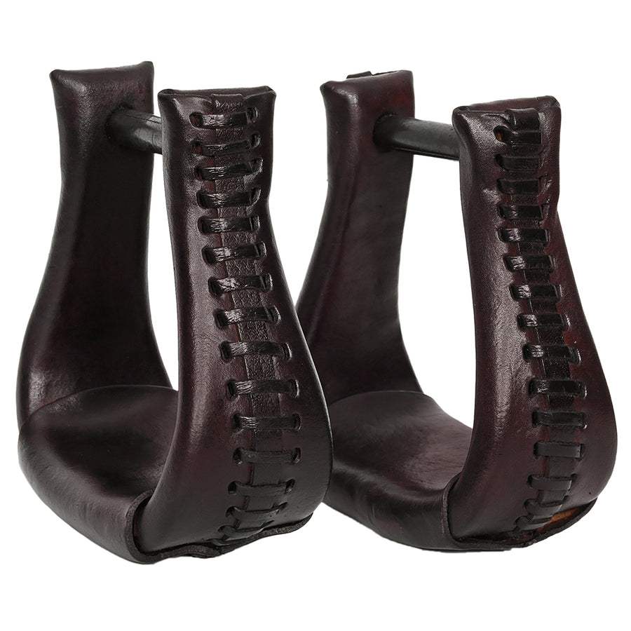 HILASON Western Saddle Bell Dark Oil Leather Horse Stirrups | Equestrian All-Purpose - Uhorse