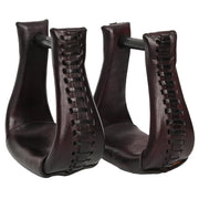HILASON Western Saddle Bell Dark Oil Leather Horse Stirrups | Equestrian All-Purpose