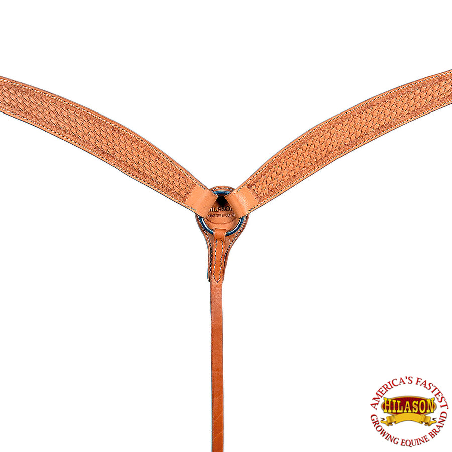 Hilason W. American Leather H. Breast Collar Tan Basket Weave – by Hilason – Cowboy and equestrian accessories