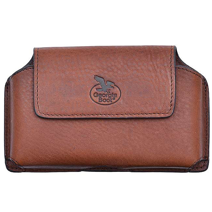 Georgia Boot Brown Grain Leather Large Smartphone Holder Magnetic Closure - Uhorse