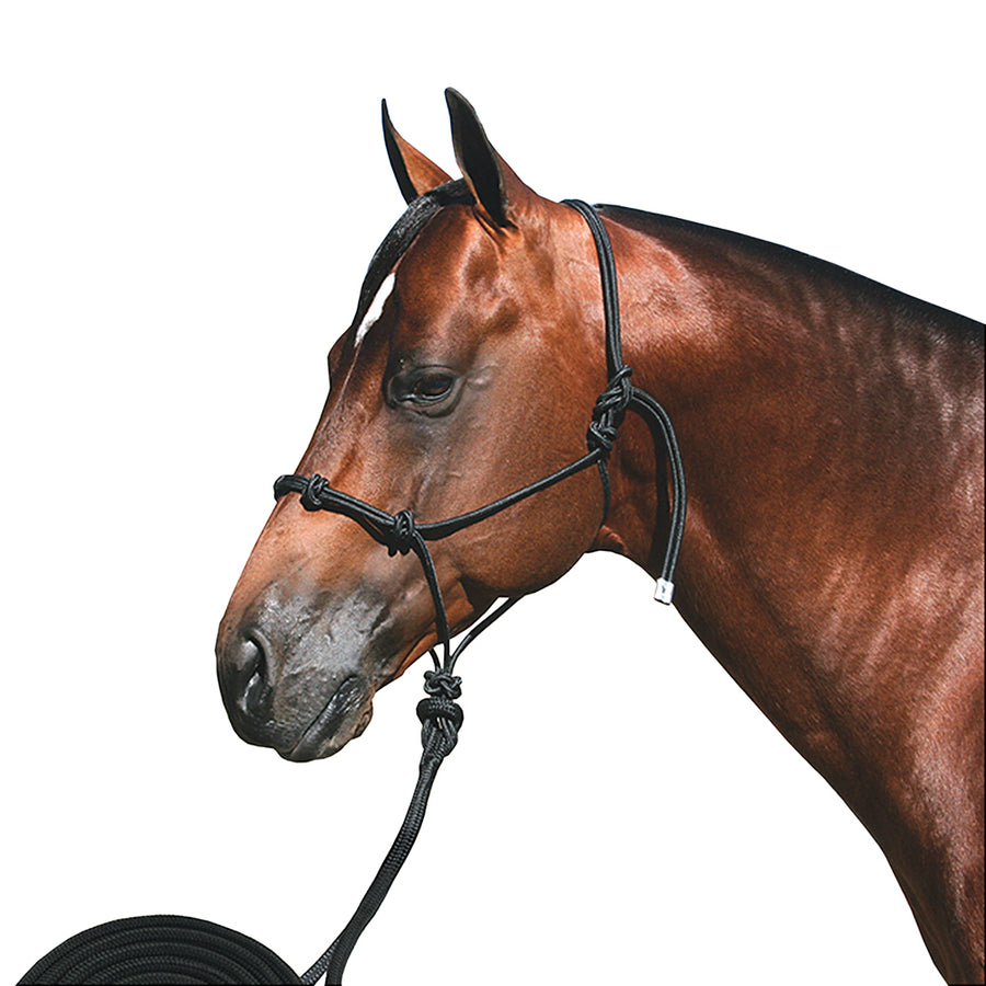 15 Ft. Professional Choice Horse Halter Clinician Knots Rope Black - Uhorse