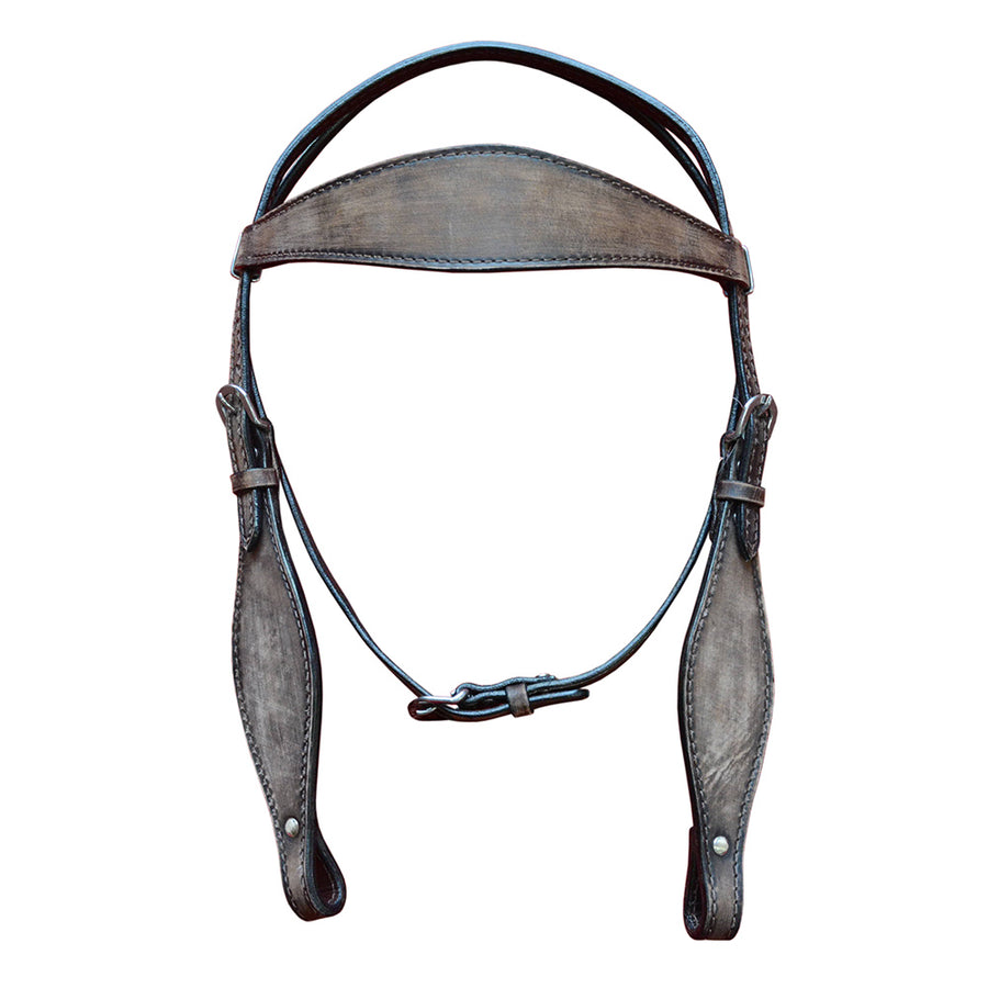 HILASON Western Horse Headstall Tack Genuine American Leather Plain Rough Out Dark Brown - Hilason