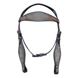 HILASON Western Horse Headstall Breast Collar Set Tack Genuine American Leather Plain Rough Out Dark Brown