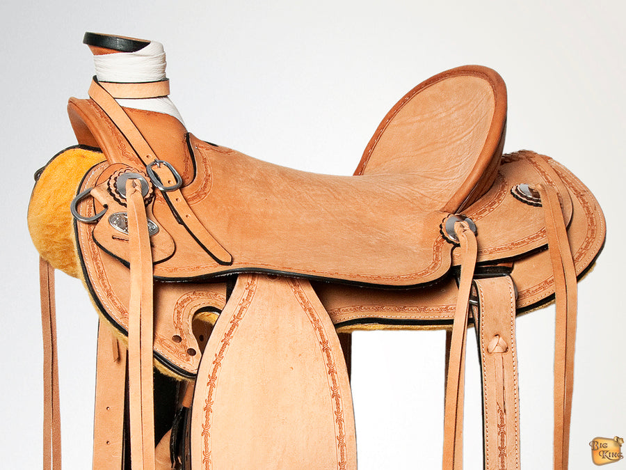 HILASON Western Horse Wade Saddle American Leather Ranch Roping Tan | Hand Tooled & For Horses