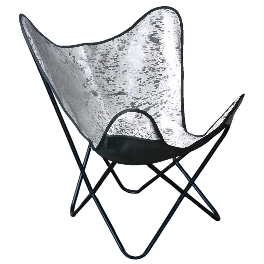 Genuine Leather Butterfly Chair Folding Lounge Modern Sling Accent Seat - Uhorse