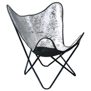 HILASON Genuine Leather Butterfly Chair Folding Lounge Modern Sling Accent Seat