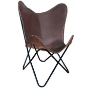 HILASON Genuine Leather Butterfly Chair Folding Lounge Modern Sling Accent Seat