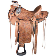 HILASON Western Horse Wade Saddle American Leather Ranch Roping Oiled | Hand Tooled | Horse Saddle | Western Saddle | Wade & Roping Saddle | Horse Leather Saddle | Saddle For Horses