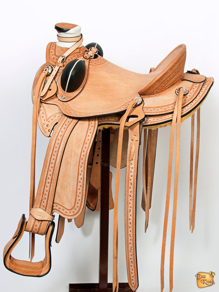 HILASON Western Horse Wade Saddle American Leather Ranch Roping Tan | Hand Tooled & For Horses