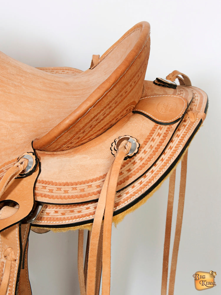 HILASON Western Horse Wade Saddle American Leather Ranch Roping Tan | Hand Tooled & For Horses