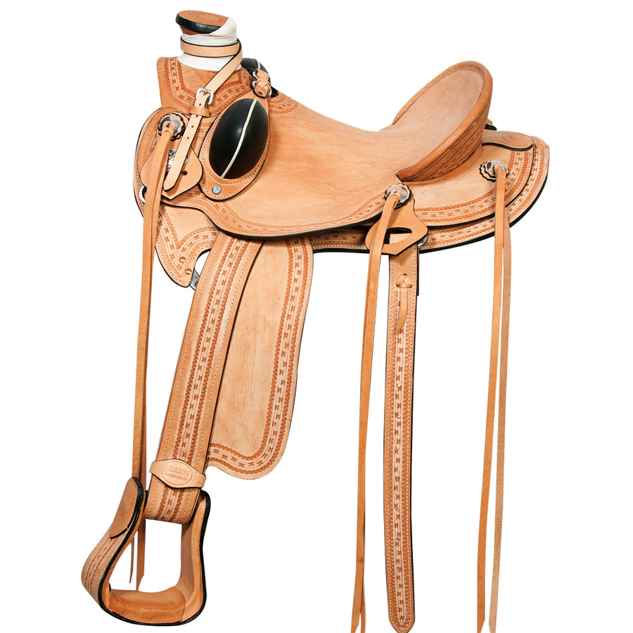 15 In W. H. Wade Saddle American Leather Ranch Roping Tan Hilason – by Hilason – Cowboy and equestrian accessories