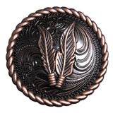 1.5" Hilason Western Style Copper Feather Rope Edge Tack Saddle Headstall Concho - Uhorse