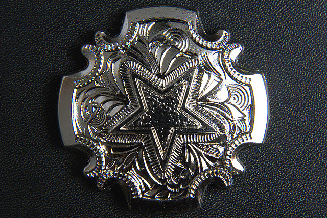HILASON Western Screw Back Concho 1.5In Bright Silver Star Saddle Cowgirl | Belt Slotted Conchos