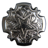 Set Of 8 W. Screw Back Concho 1.5 In Bright Silver Star Saddle – by Hilason – Cowboy and equestrian accessories