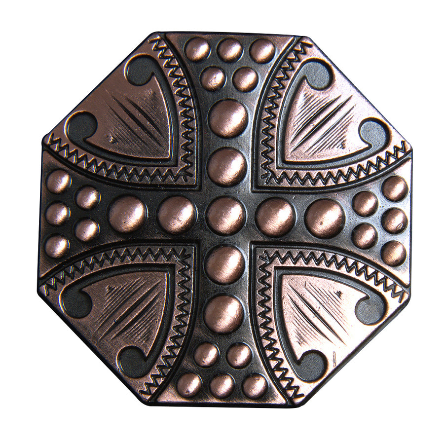 Set Of 16 Screw Back Concho 1.5In Copper Plated Cross Sign Saddle Hilason - Uhorse