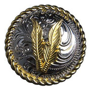 Western Screw Back Concho 1.5 In Silver Gold Feather Saddle